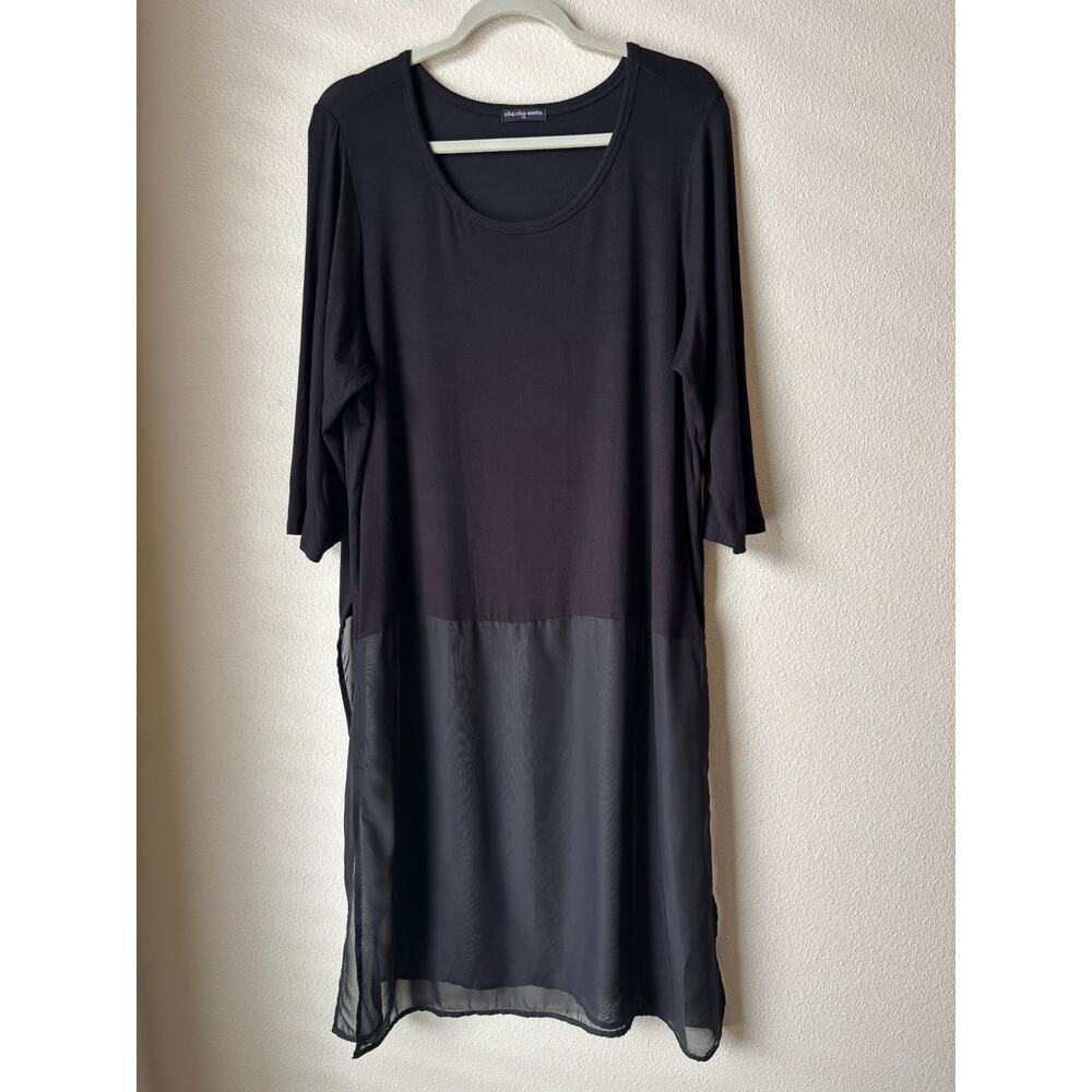 CHA CHA VENTE Black Sheer Tunic Top Dress Women's 1X Boho Chic Whimsigoth Artsy